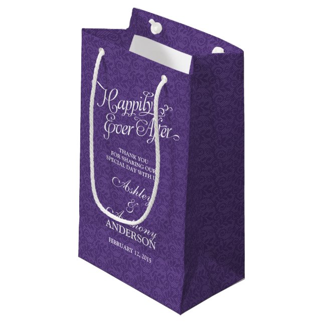 Wedding Bag Happily Ever After Purple White Lace (Front Angled)