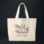 Wedding Bag Maid of Honor-Large Tote Canvas Tote<br><div class="desc">Make something special for your Maid of Honor. It's a gift to remember a special day! These totes are great for carrying personal belongings on the big day or use it as a gift bag loaded with goodies. Customize the tote, if you want, with a name or the wedding date....</div>