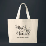 Wedding Bag Maid of Honor-Large Tote Canvas Tote<br><div class="desc">Make something special for your Maid of Honor. It's a gift to remember a special day! These totes are great for carrying personal belongings on the big day or use it as a gift bag loaded with goodies. Customize the tote, if you want, with a name or the wedding date....</div>