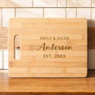 Wedding Bamboo Cutting Board with Family Name