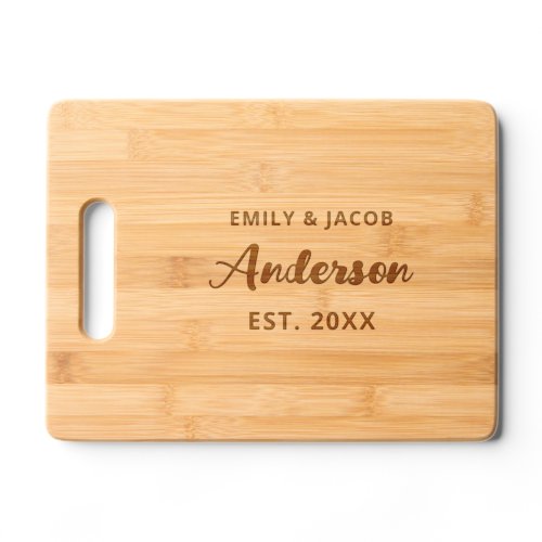 Wedding Bamboo Cutting Board with Family Name