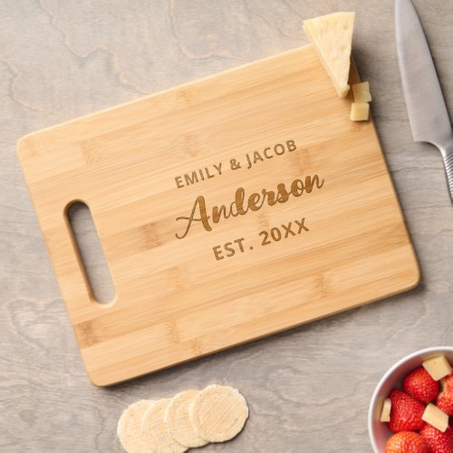 Wedding Bamboo Cutting Board with Family Name