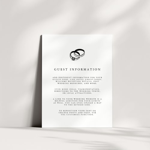 Wedding Bands  Black and White Guest Details Enclosure Card