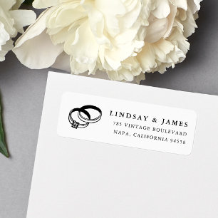 Wedding Bands   Black and White Return Address Label