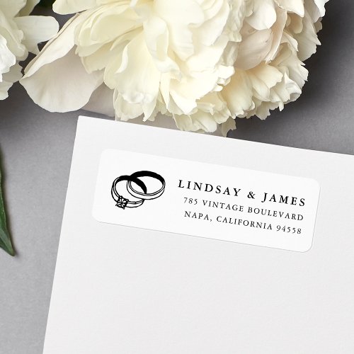 Wedding Bands  Black and White Return Address Label