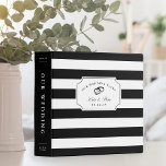 Wedding Bands | Black & White Wedding Planning Binder<br><div class="desc">Organize your plans for the big day in this chic personalized wedding planning binder. Beautiful black and white design features a wide horizontal striped background with your names and wedding date set on a notched badge element with a pair of entwined wedding rings (a band and a diamond engagement ring)...</div>