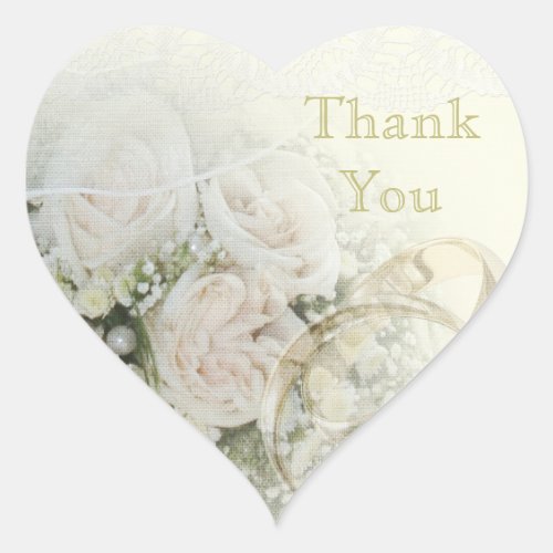 Wedding Bands Roses  Lace Thank You Heart Sticker