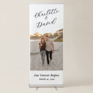 Wedding Banner, Couple's Photo With Names Retractable Banner