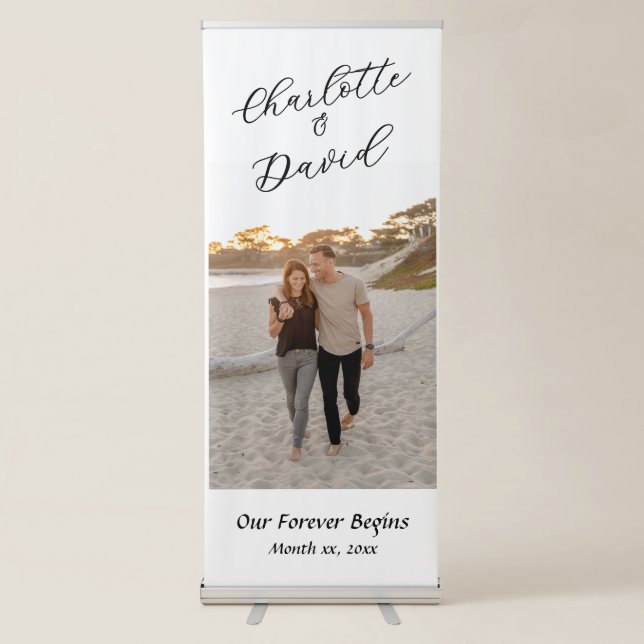 Wedding Banner, Couple's Photo With Names Retractable Banner (Front)
