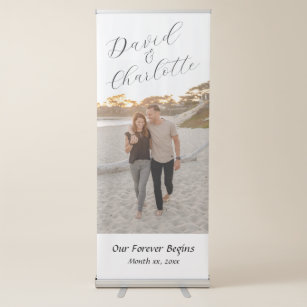 Wedding Banner, Couple's Photo With Names Retractable Banner