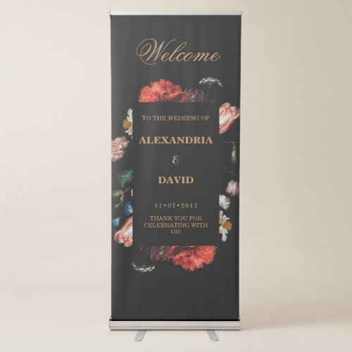 Wedding Banner Dark Black and Red Floral