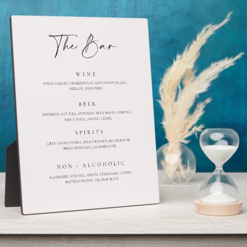 Wedding Bar Drink Menu Reception Sign Plaque C100