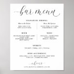 Wedding Bar Drinks Menu Elegant Signature Drinks Poster