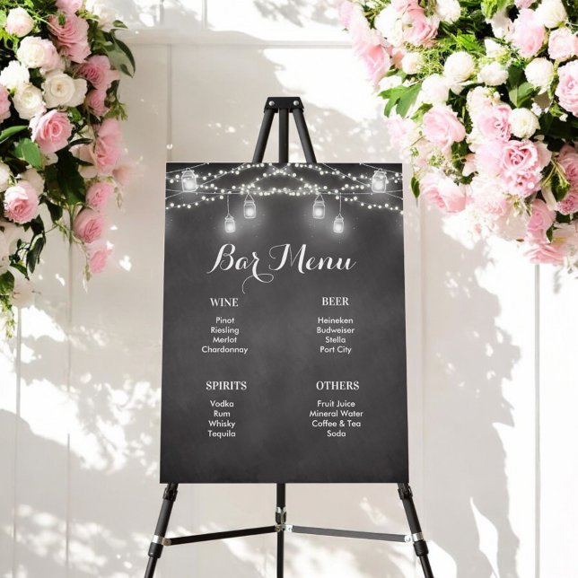 Wedding Bar Menu Black White Sign Poster (Creator Uploaded)