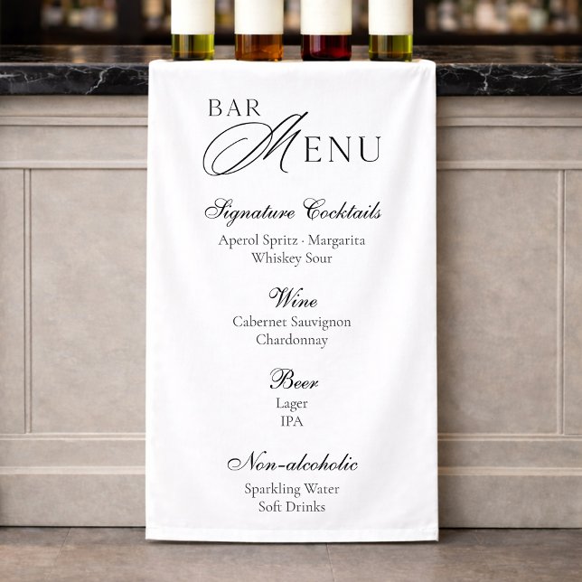 Wedding Bar Menu | Modern Black & White Sign (Creator Uploaded)
