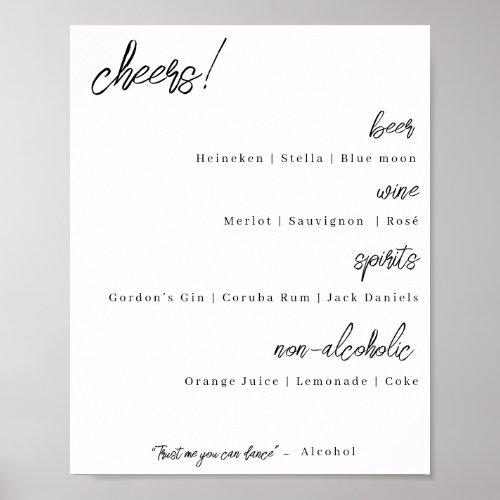 Wedding bar menu _ modern elegance alternative poster