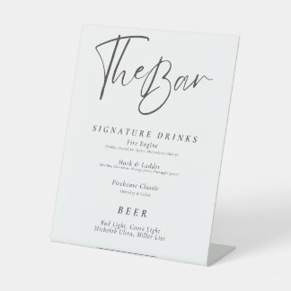 Wedding Bar Menu Pedestal Sign