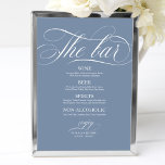 Wedding Bar Menu Sign Chic Dusty Blue<br><div class="desc">A simple chic calligraphy wedding bar menu sign. I do offer a free customisation service,  if you have any questions or special requests,  please feel free t</div>