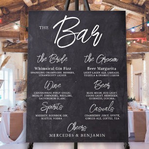 Wedding Bar Personalized Chalkboard Drinks Menu  Foam Board