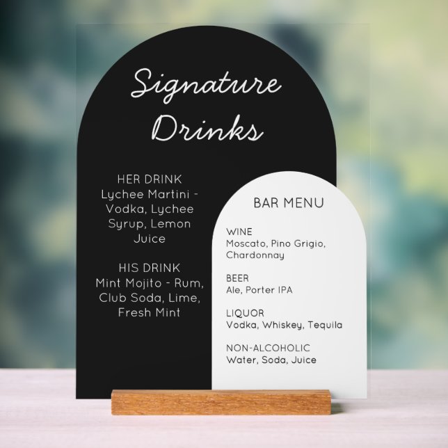 Wedding Bar Sign - Custom Arch Acrylic Display (Neutral)