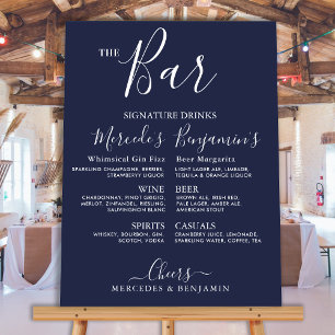 Wedding Bar Signature Drinks Menu Custom Navy Blue Foam Board