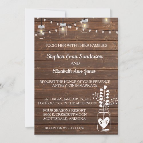 Wedding Barn Mason Jar Classic Wood Rustic Lights