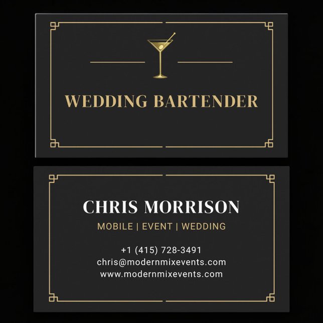 Wedding Bartender Professional Business Card (Creator Uploaded)
