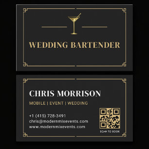 Wedding Bartender QR Code Professional Business Card