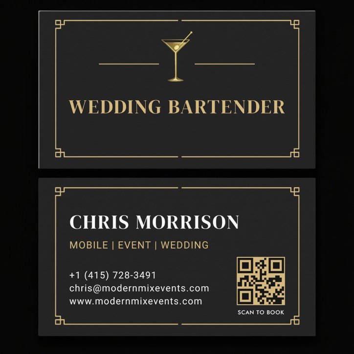Wedding Bartender QR Code Professional Business Card