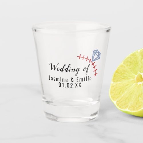 Wedding  Baseball  Logo Couples Name Shot Glass