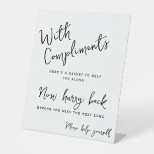 Wedding Bathroom Basket Help Yourself Minimal Pedestal Sign