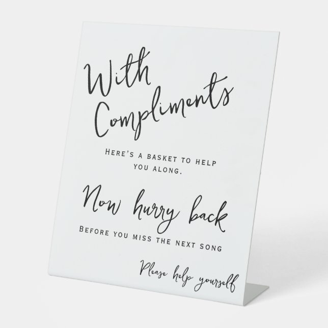 Wedding Bathroom Basket Help Yourself Minimal Pedestal Sign (Front)