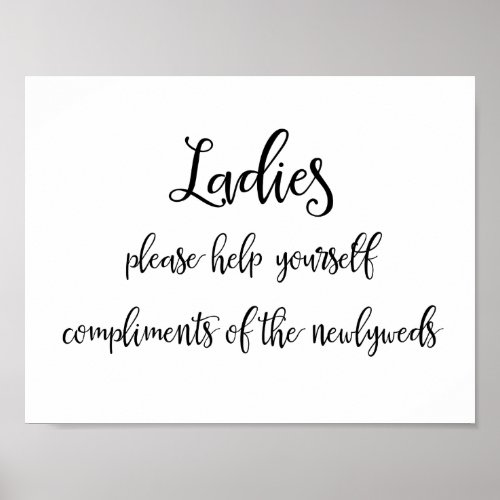Wedding bathroom basket sign  Ladies