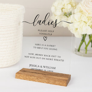 Wedding Bathroom Ladies And Gents Restroom Basket Acrylic Sign