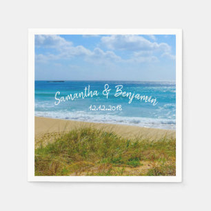 Wedding Beach Bride and Groom Personalized Names Napkins