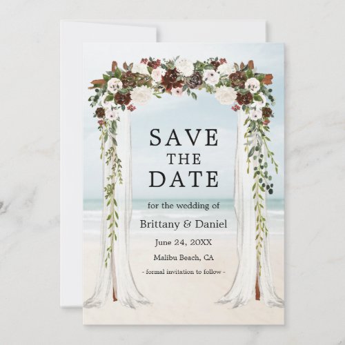 Wedding Beach Canopy Watercolor Boho Floral Save The Date