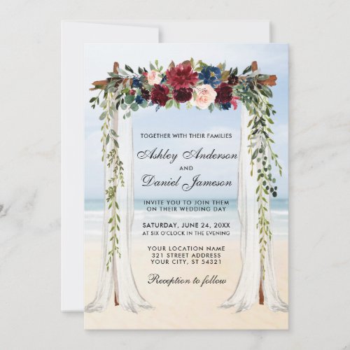 Wedding Beach Canopy Watercolor Floral Invitation
