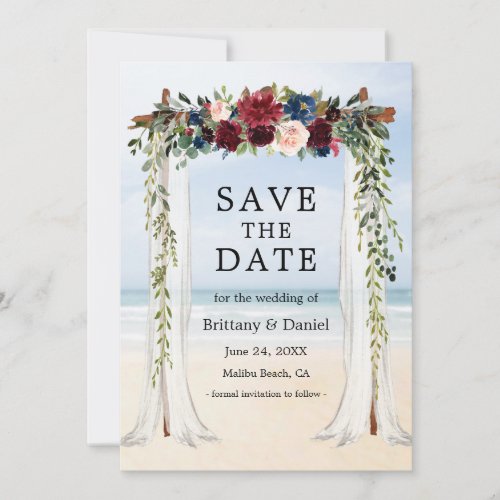Wedding Beach Canopy Watercolor Floral Save The Date