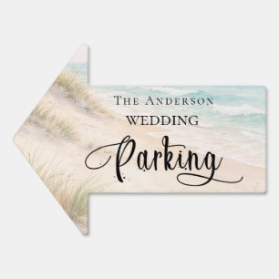 Wedding beach coastal guest parking arrow  sign