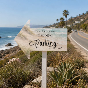 Wedding beach coastal guest parking arrow  sign
