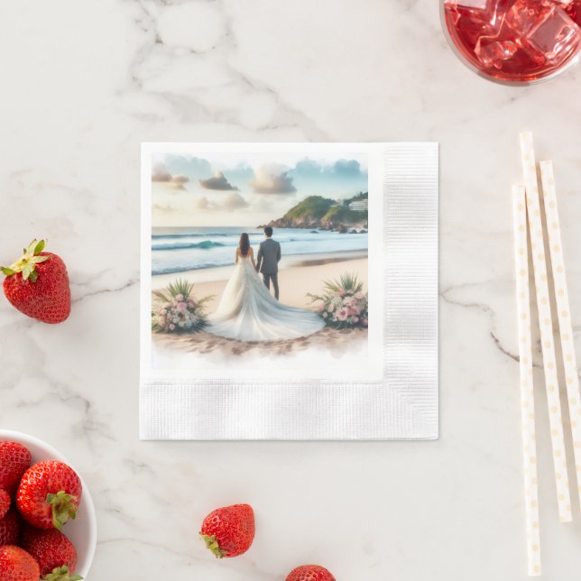 Wedding Beach Couple Napkins (Insitu)