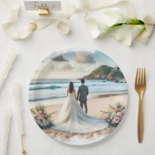 Wedding Beach Couple Paper Plates