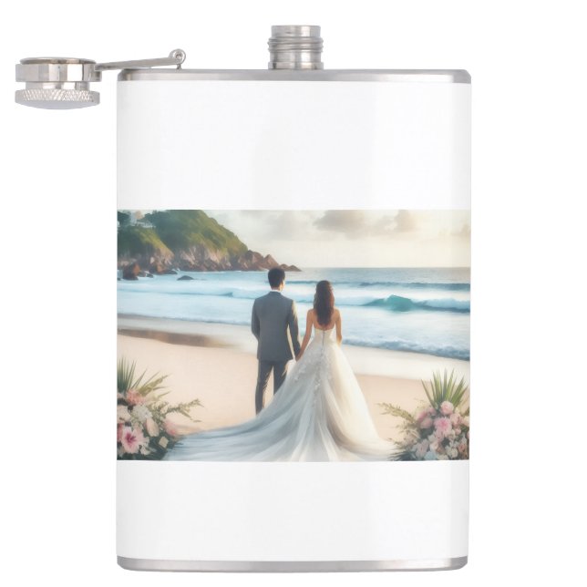 Wedding Beach Couples Flask (Opened)
