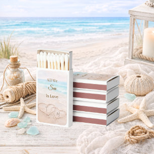 Wedding Beach Hearts Sand Monogrammed  Matchboxes