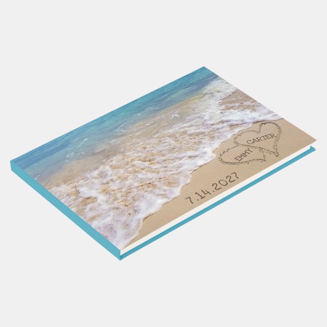 Wedding Beach Hearts With Names Guest Book (Corner)