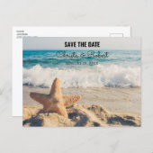 Wedding Beach Scene with Starfish Save The Date Postcard (Front/Back)