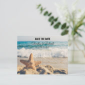 Wedding Beach Scene with Starfish Save The Date Postcard (Standing Front)