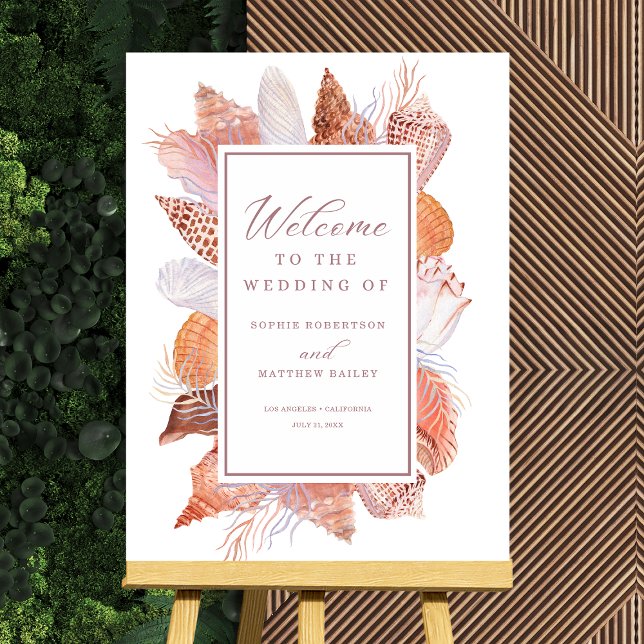 Wedding Beach Seashell Coastal Welcome Foam Board (Creator Uploaded)