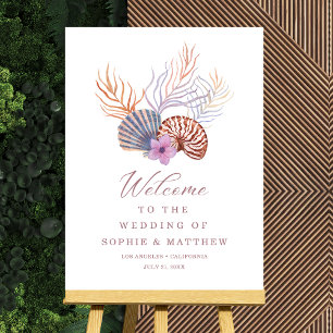 Wedding Beach Seashell Coastal Welcome Foam Board