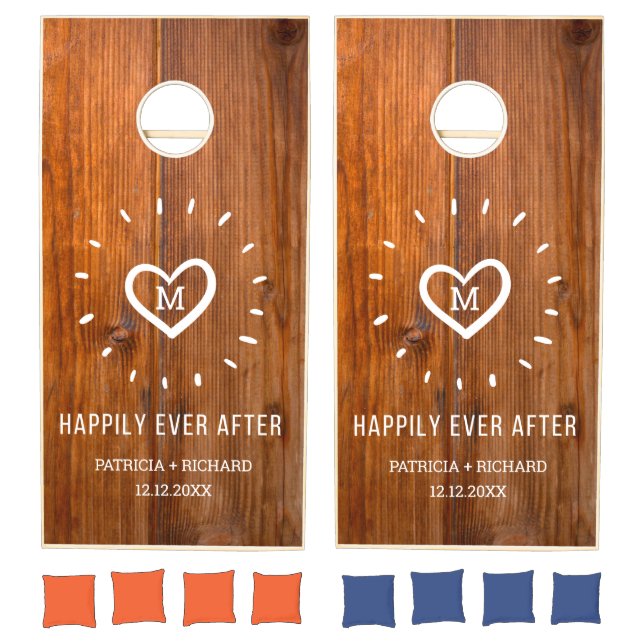 Wedding Bean Bag Toss Happily Ever After Monogram Cornhole Set (Set)
